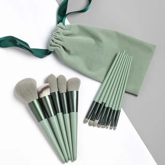 13-Piece Makeup Brush Set with Storage Pouch