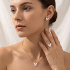 Butterfly Charm Jewelry Set — Necklace, Earrings & Ring
