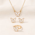 Butterfly Charm Jewelry Set — Necklace, Earrings & Ring