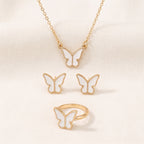 Butterfly Charm Jewelry Set — Necklace, Earrings & Ring